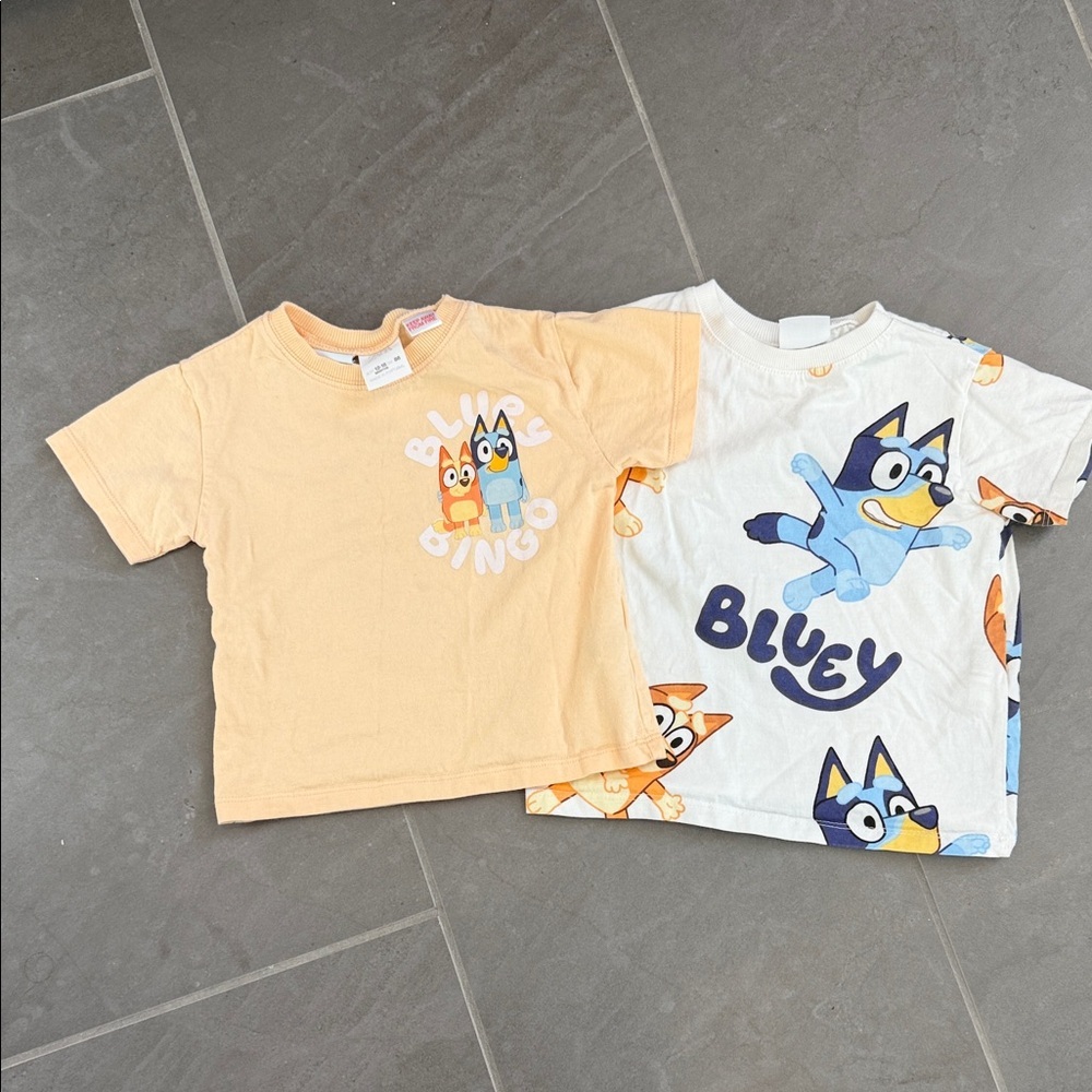 Zara Kids Bluey T-Shirt Set - Tan and White